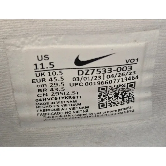 Nike Zoom Freak 4 Mens US 11.5 Basketball Shoes Black White DZ7533-003 - Picture 9 of 9